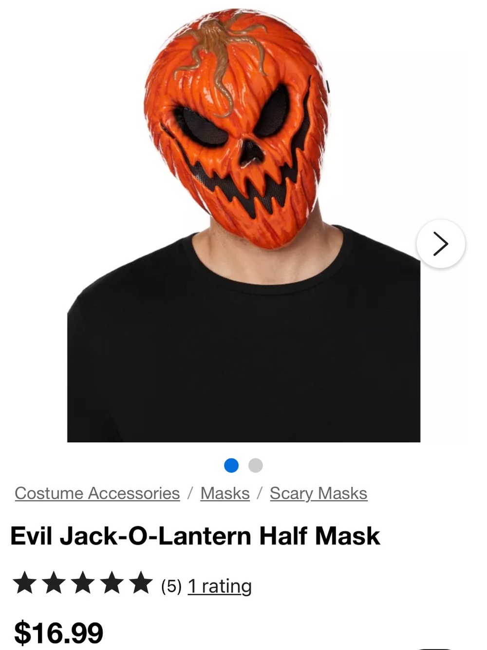 Men's Evil Jack-O'-Lantern Half Mask - Orange
